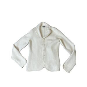 VINTAGE Ann Taylor cardigan sweater white angora rabbit hair wool blend